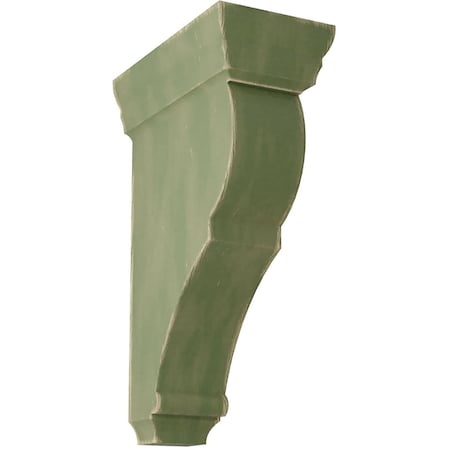 Ekena Millwork 2"W x 4 1/2"D x 8"H Small Rojas Wood Vintage Decor Corbel, Restoration Green CORWD02X04X08RJGR